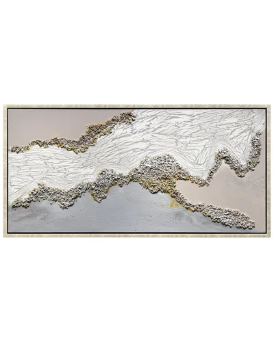 Empire Art Direct Golden Terrain Heavily Textured Glitter Hand-painted Framed Canvas Wall Art In Gray