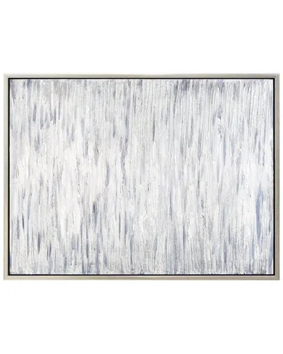 Empire Art Direct Gray Field Ii Textured Glitter Hand-painted Framed Canvas Wall Art In White