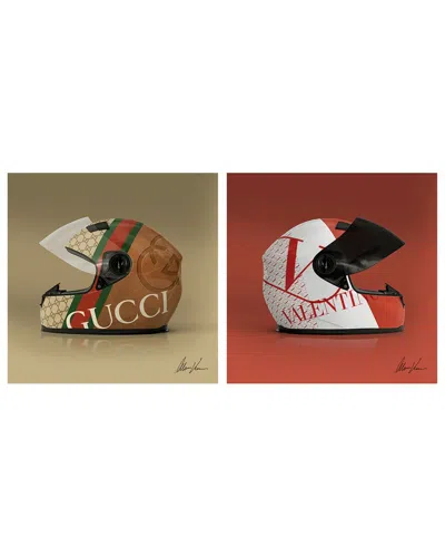 Empire Art Direct Haute Helmets Set Frameless Free Floating Tempered Glass Panel Graphic Wall Art Se