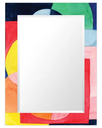 Empire Art Direct Launderrectangular Beveled Mirror On Free Floating Printed Tempered Art Glass In Multi
