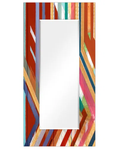 EMPIRE ART DIRECT EMPIRE ART DIRECT LINEAL COLOR RECTANGULAR BEVELED WALL MIRROR ON FREE FLOATING PRINTED TEMPERED ART