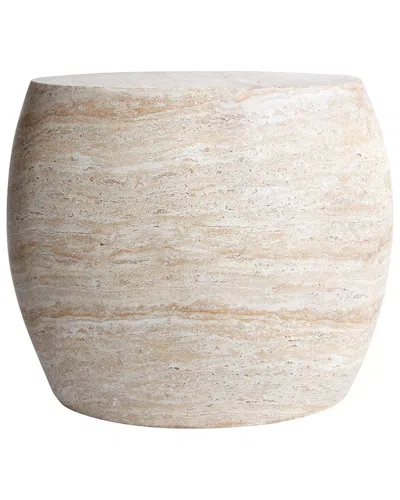 EMPIRE ART DIRECT EMPIRE ART DIRECT LUNA ELEGANCE TRAVERTINE FINISH ITALIAN DESIGN SIDE TABLE