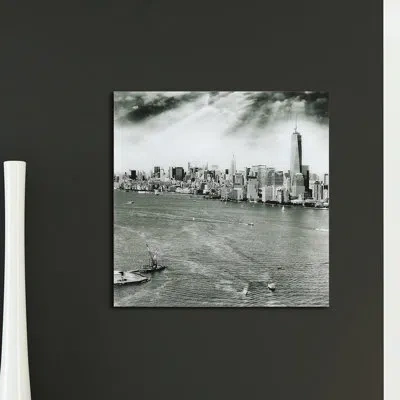 Empire Art Direct 'new York Skyline B' Graphic Art Print On Glass In Black;gray