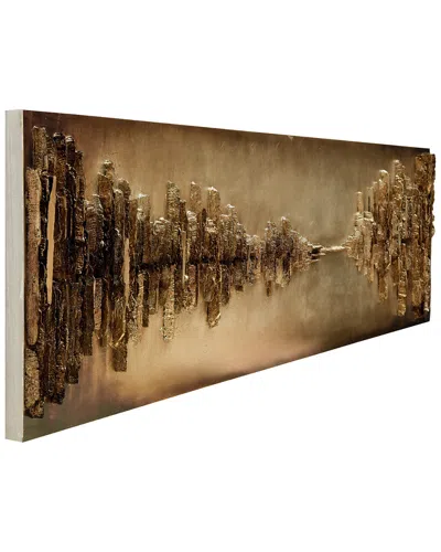 Empire Art Direct Passages Gold Leaf Resin Blocks On A Mdf & Solid Wood Frame