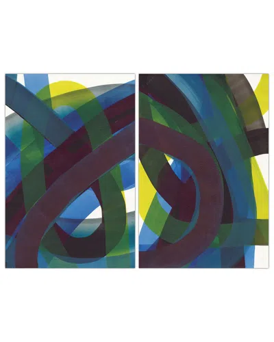 EMPIRE ART DIRECT EMPIRE ART DIRECT PIGMENT PLAY FRAMELESS FREE FLOATING TEMPERED GLASS PANEL GRAPHIC WALL ART SET OF 