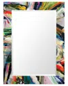 Empire Art Direct Rock Starrectangular Beveled Mirror On Free Floating Printed Tempered Art Glass In Multi