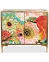 Empire Art Direct Secret Garden Floral Iii Console On Beveled Reverse Printed Art Glass With Iron Go In Multi