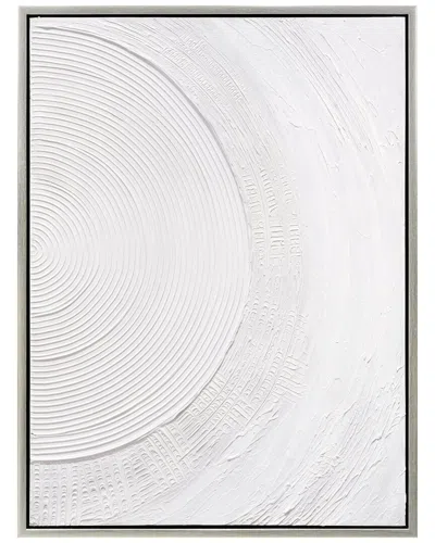 Empire Art Direct Serene Circles Heavily Textured Hand-painted Framed Canvas Wall Art In White