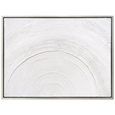 Empire Art Direct Serene Circles Heavily Textured Hand Painted White Framed Canvas Wall Art