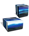 Empire Art Direct Set Of 2 Blue Run Off I & Ii By Grace Popp Side Tables In Blue