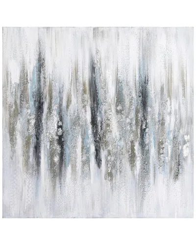 Empire Art Direct Silver Echoes Textured Hand-painted Frameless Canvas Wall Art With Glitter & Silve In White