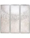 Empire Art Direct Silver Radiant Trio Textured Glitter Hand-painted Framed Canvas Wall Art With Silv In Gray