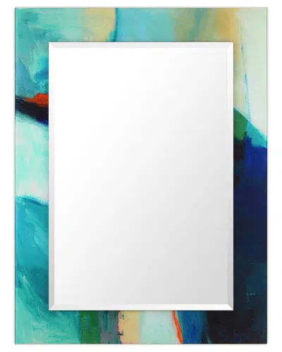 EMPIRE ART DIRECT EMPIRE ART DIRECT SKY RECTANGULAR BEVELED MIRROR ON FREE FLOATING PRINTED TEMPERED ART GLASS