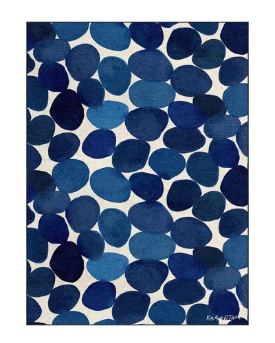 Empire Art Direct Smooth Stones I Washable Circles Art Area Rug In Blue