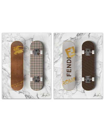 Empire Art Direct Style Skate Frameless Free Floating Tempered Glass Panel Graphic Wall Art Set Of 2