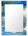 Empire Art Direct Subtle Bluesrectangular Beveled Mirror On Free Floating Printed Tempered Art Glass In Multi