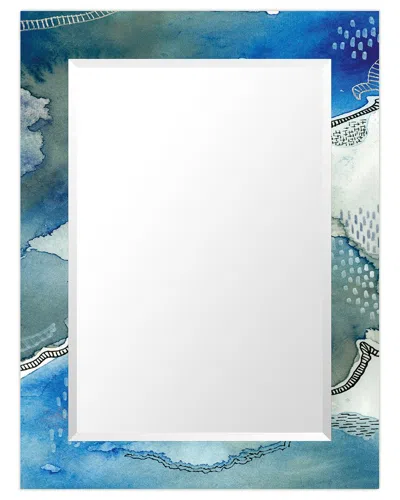EMPIRE ART DIRECT EMPIRE ART DIRECT SUBTLE BLUESRECTANGULAR BEVELED MIRROR ON FREE FLOATING PRINTED TEMPERED ART GLASS