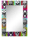 Empire Art Direct Sugar Skulls Rectangular Beveled Mirror On Free Floating Printed Tempered Art Glass In Multi