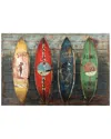 Empire Art Direct Surfboards Hand Painted Iron Sculpture On Wooden Wall Art