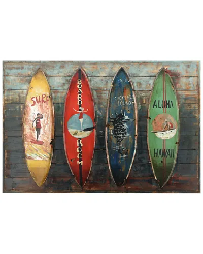 Empire Art Direct Surfboards Hand Painted Iron Sculpture On Wooden Wall Art