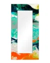 Empire Art Direct Tidal Abstract Rectangular Beveled Wall Mirror On Free Floating Printed Tempered Art Glass 7