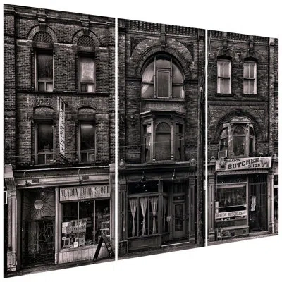 Empire Art Direct Vetro De Arte Tempered Glass " Historic Brownstone Trio " 3 - Pieces In Black