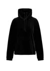 Emporio Armani Velvet Drawstring Sweatshirt In Black