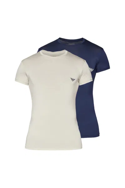 Emporio Armani - 19555 Bipack T-shirt Nudo/marine 1116704r733 In White