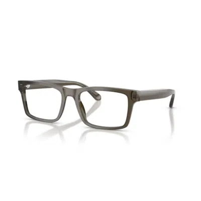 Emporio Armani 0ea3254 Rectangular Eyeglasses In Translucent Smoky Gray Acetate In Neutral