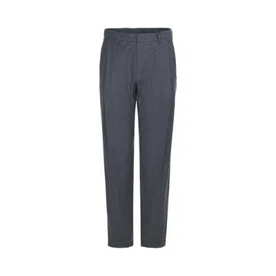 Emporio Armani 男士潮流复古休闲柔软高街宽松阔腿绵羊毛长裤 In Gray