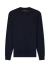 Emporio Armani Travel Essentials Plain-knit Virgin-wool Jumper In Blue