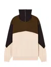 Emporio Armani Mock-neck Jumper In A Wool Colour-block Jacquard In Multi