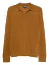 Emporio Armani Virgin Wool Sweater With Polo Collar In Brown