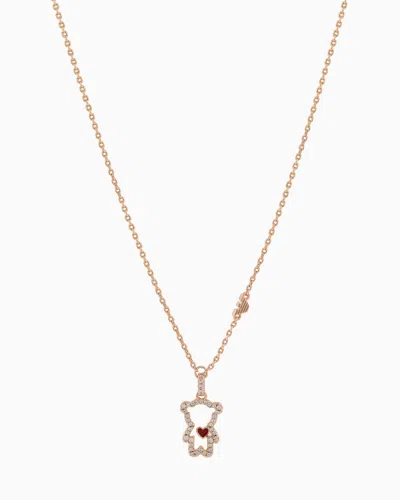 Emporio Armani 14k Rose Gold-plated Brass Pendant Necklace In Multicoloured