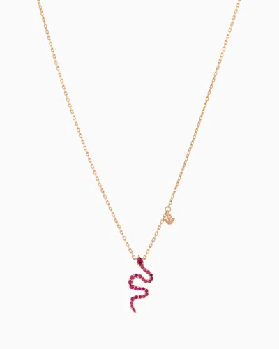 Emporio Armani 14k Rose Gold-plated Sterling Silver Pendant Necklace In Multicoloured