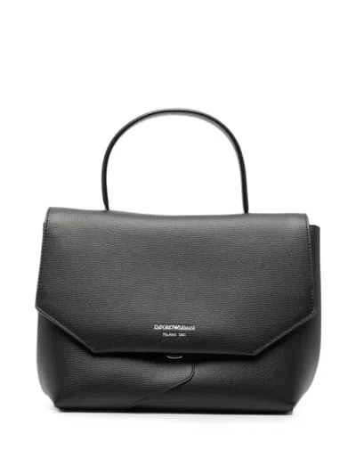 Emporio Armani Mini 1981 Leather Tote Bag In Black