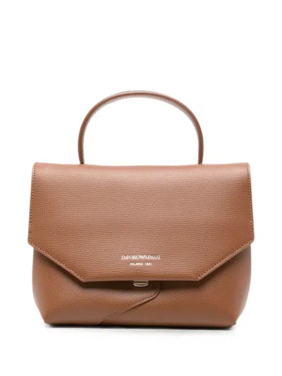 Emporio Armani 1981 Logo-print Leather Clutch Bag In Brown