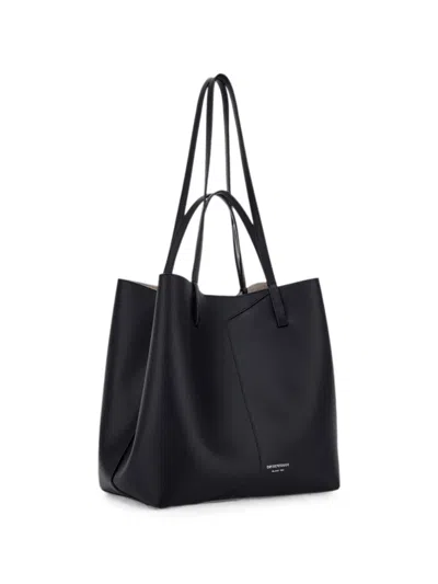 Emporio Armani 1981 Logo-print Pebbled-leather Tote Bag In Black
