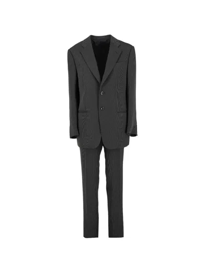 Pre-owned Emporio Armani 1990s Pinstripe Two-piece Suit In Gray