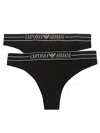Emporio Armani Two-pack Of Asv Organic-cotton Briefs With Logo Waistband In Black