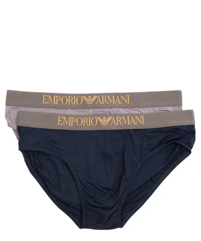 Emporio Armani 2 Pack Briefs In Blue