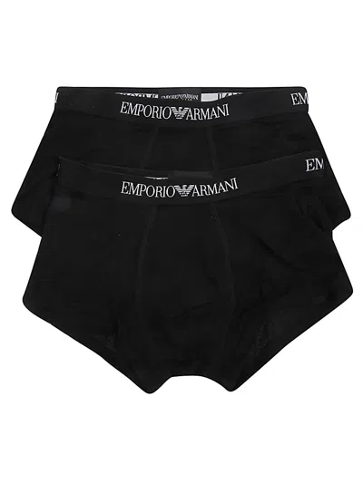 Emporio Armani 2 Pack Logo Boxers In Black