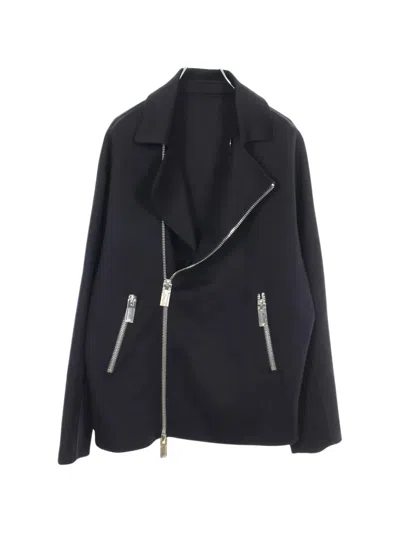 Pre-owned Emporio Armani 2000s Cashmere Zip-up Coat In Blue