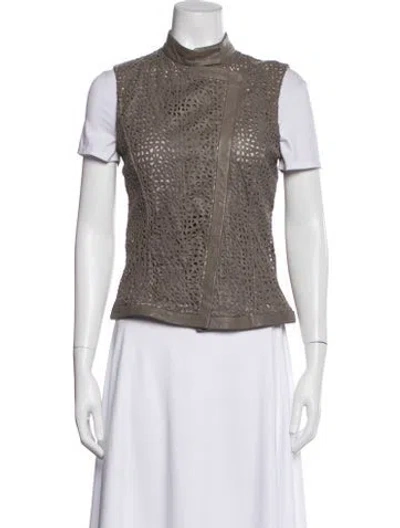 Pre-owned Emporio Armani 2012 Lamb Leather Vest In Gray