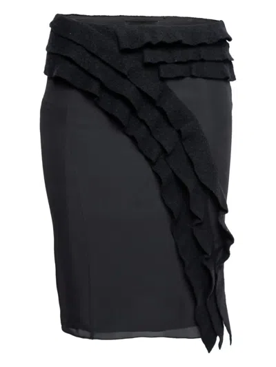 Pre-owned Emporio Armani 2023 Ruffle-trim Skirt In Black