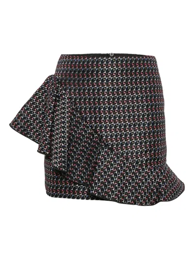 Pre-owned Emporio Armani 2024 Geometric Ruffle Mini Skirt In Black