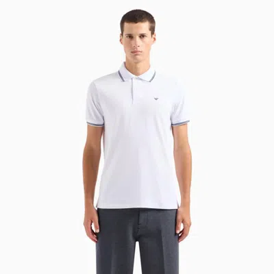 Emporio Armani Tipped Stretch Short Sleeve Polo Shirt In White