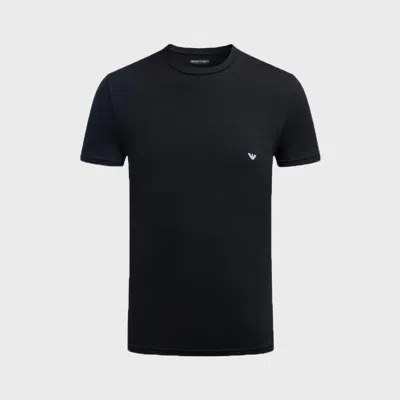 Emporio Armani Crew Neck Modal Blend Short Sleeve Top In Black