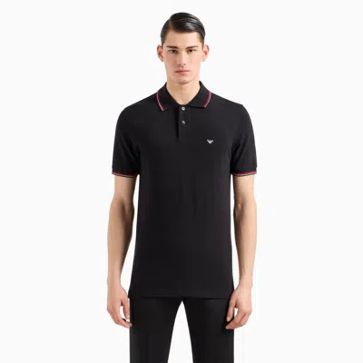 Emporio Armani Black Polo Shirt With Classic Collar And Logo Embroidery On The Front