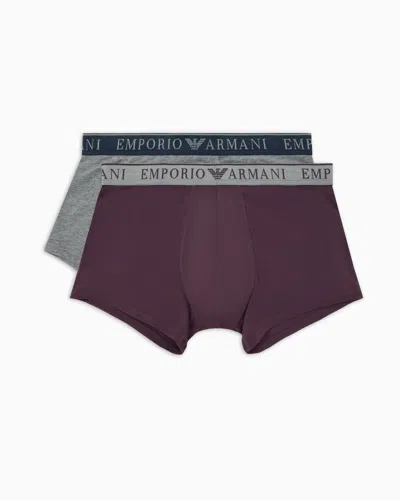 Emporio Armani 2er-pack Shorts Mit Endurance-logo In Burgundy